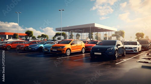 Digital visualization of a typical car dealer's stock lot. The scene is brimming with various cars, each with distinct features and designs  © Ziyan Yang