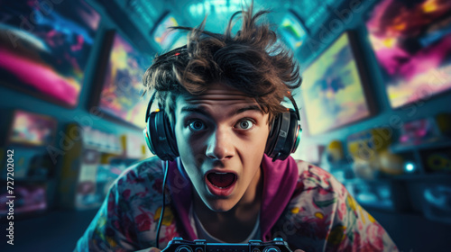 Teenagers intense focus on competitive gaming