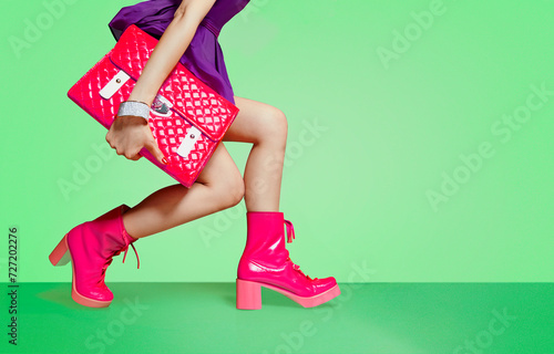 Woman with colourful fashion items. 