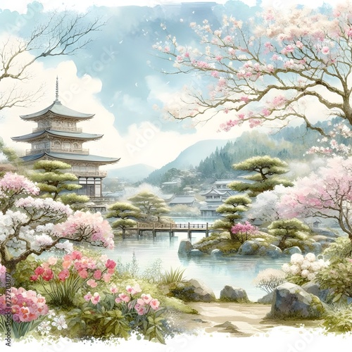 garden with cherry blossoms