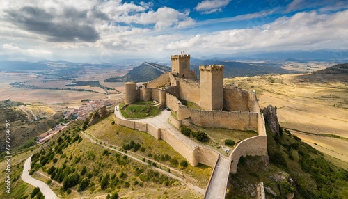 top view of the castle castillo de loarre huesca province aragon spain