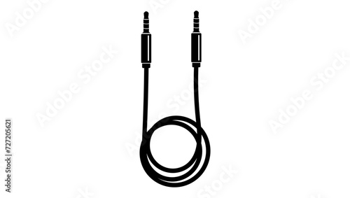 audio cable symbol, black isolated silhouette