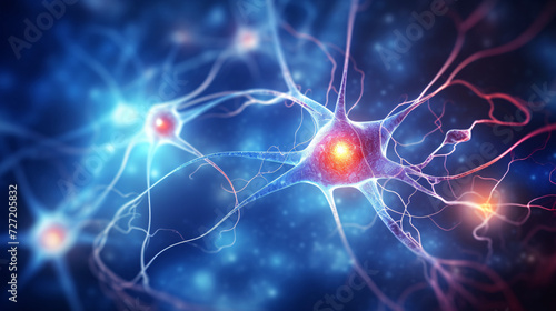 Neuron brain nerve nervous system pain nerve illustration material, medical technology concept illustration