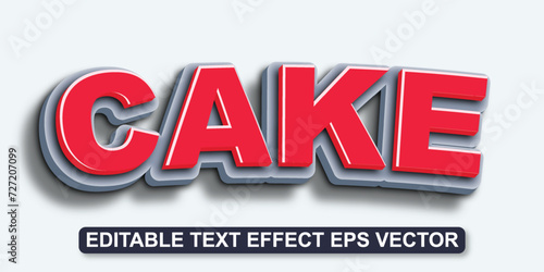 Cake red color editable 3d text effect eps vector