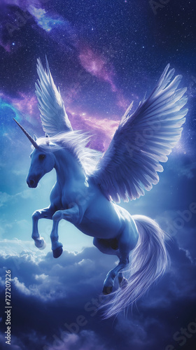 Ethereal Pegasus Soaring in Twilight Sky - greek mythology - mythical
