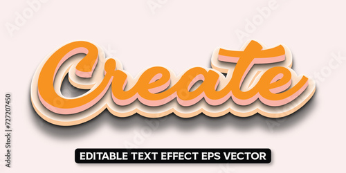 Create orange color editable 3d text effect eps vector