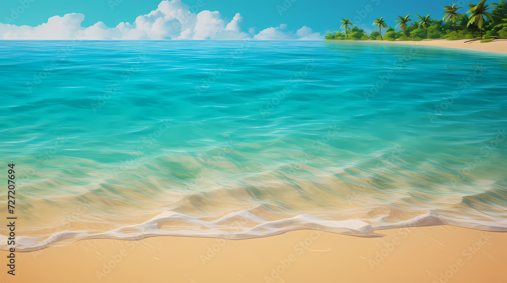 Obraz premium Aerial view of beautiful beach, simple, calm composition in clear blue