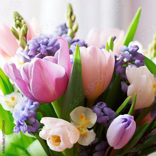 Spring easy bouquet, gift idea, tulips and other flowers