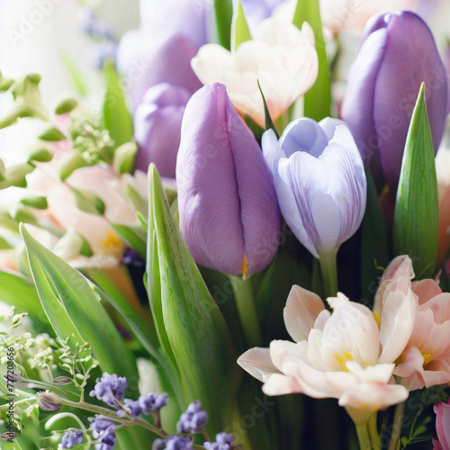 Spring easy bouquet, gift idea, tulips and other flowers