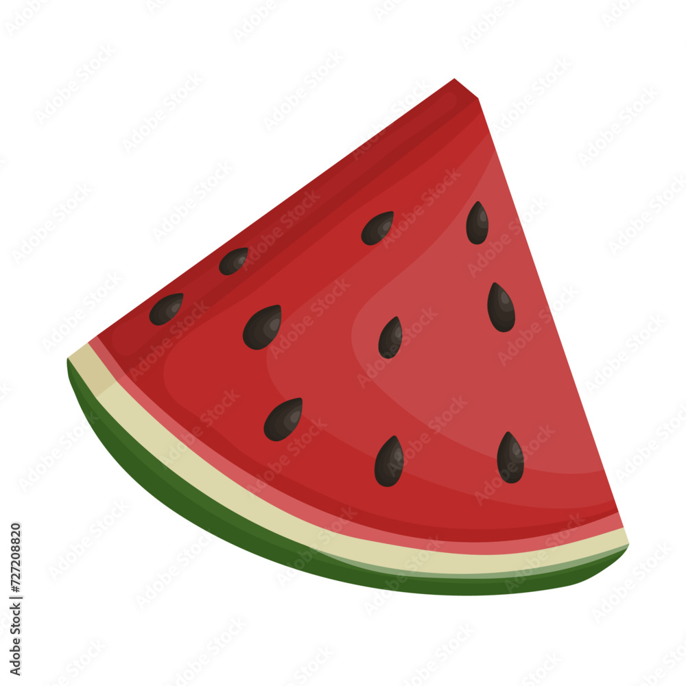Watermelon flat vector icon. Juicy slice of watermelon in cartoon style. Watermelon flat vector icon. Juicy slice of watermelon in cartoon style.