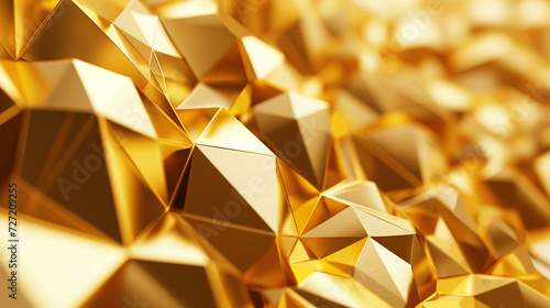 Abstract geometric gold color background, polygon, low poly pattern. 3d illustration.	