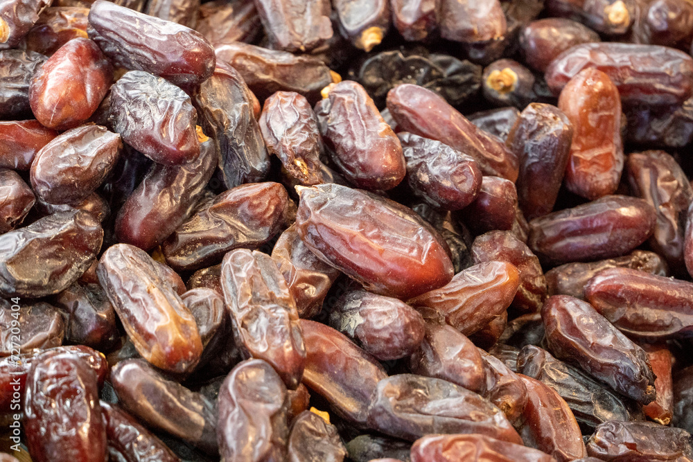 Close-up of Medina dates sold in the date market. Close-up of Medina dates sold in the date market.