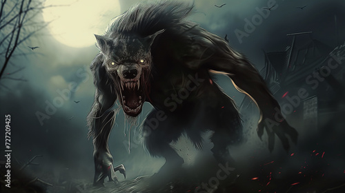 Werewolf Monster Night Prowler Horrific Fantasy Art Style Horror