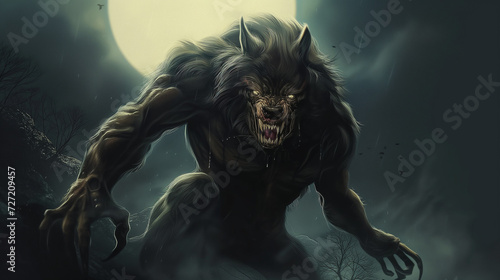 Werewolf Monster Night Prowler Horrific Fantasy Art Style Horror