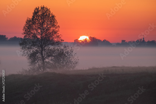 sunrise in the fog