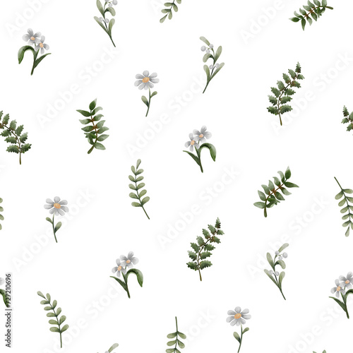  watercolor seamless botanical pattern, forest seamless print, botanical background