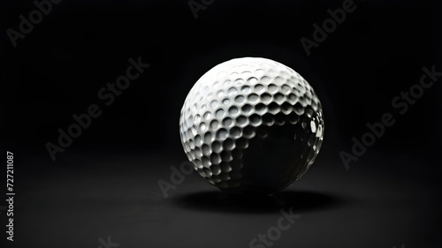 White golf ball on dark black background