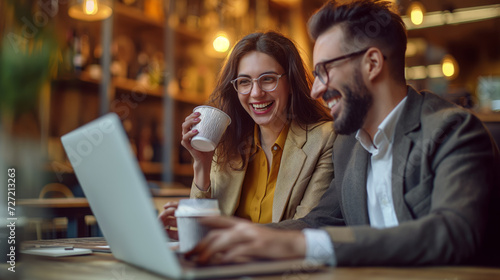 Corporate Coffee Break: Happy Business People in Office Environment