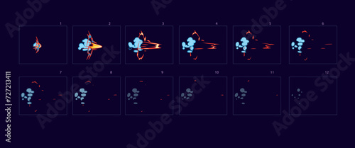 Burst animation . Sprite sheet of firework effect animation for games, cartoon or animation – Vector