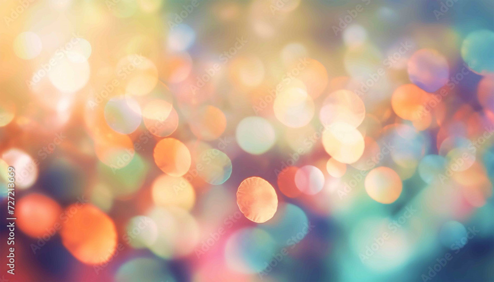 Obraz premium Defocused abstract bokeh background pastel colored, flare from lights, blurred round bokeh as holiday fon, celebration wallpaper. Glittering aesthetic textured pattern Purple,pink neon lights