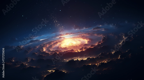 Space galaxy background, 3D illustration of nebulae in the universe