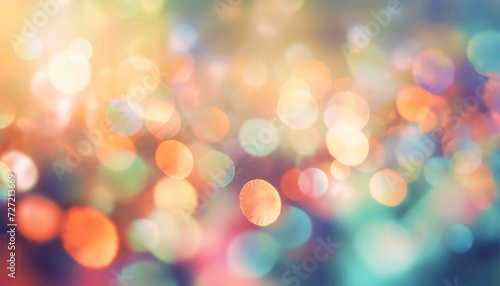 Defocused abstract bokeh background pastel colored, flare from lights, blurred round bokeh as holiday fon, celebration wallpaper. Glittering aesthetic textured pattern Purple,pink neon lights