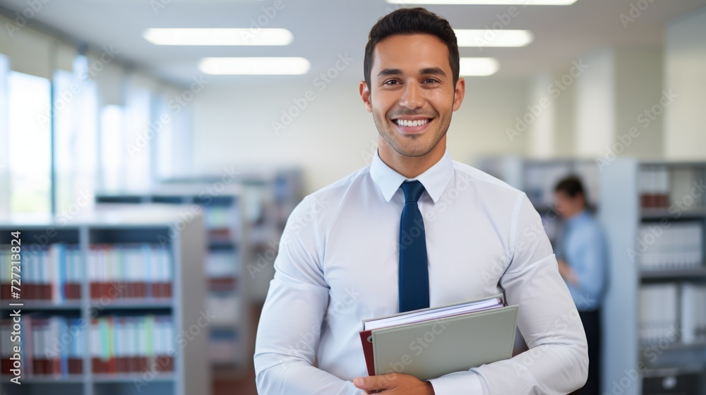 Young hispanic man business worker smiling confident holding binder at office Young hispanic man business worker smiling confident holding binder at office
