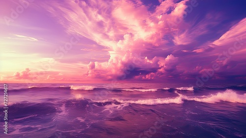 Purple sky and beautiful sea