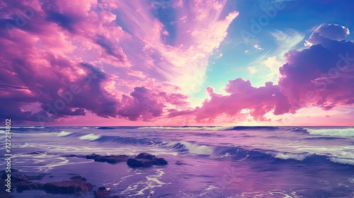 Purple sky and beautiful sea © paisorn