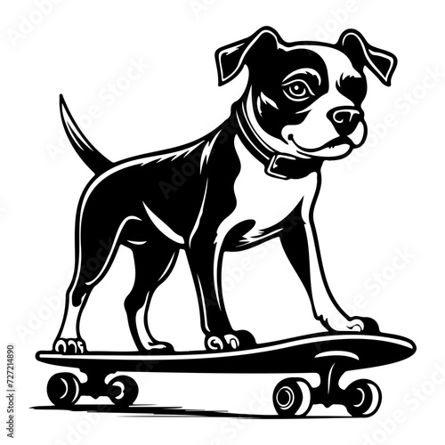 Dog Funny dog rides skateboard