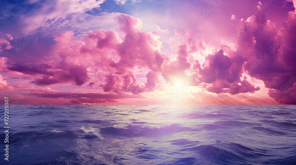 Purple sky and beautiful sea