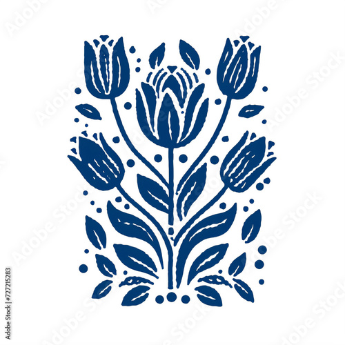 blue floral pattern on a transparent background png isolated