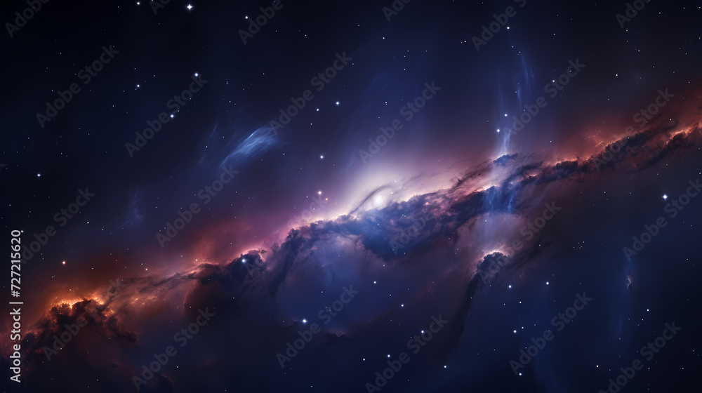 Space galaxy background, 3D illustration of nebulae in the universe