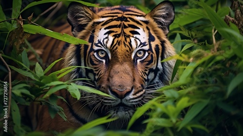 Closeup of a tiger in the forest looking at the camera © TAMA KUN