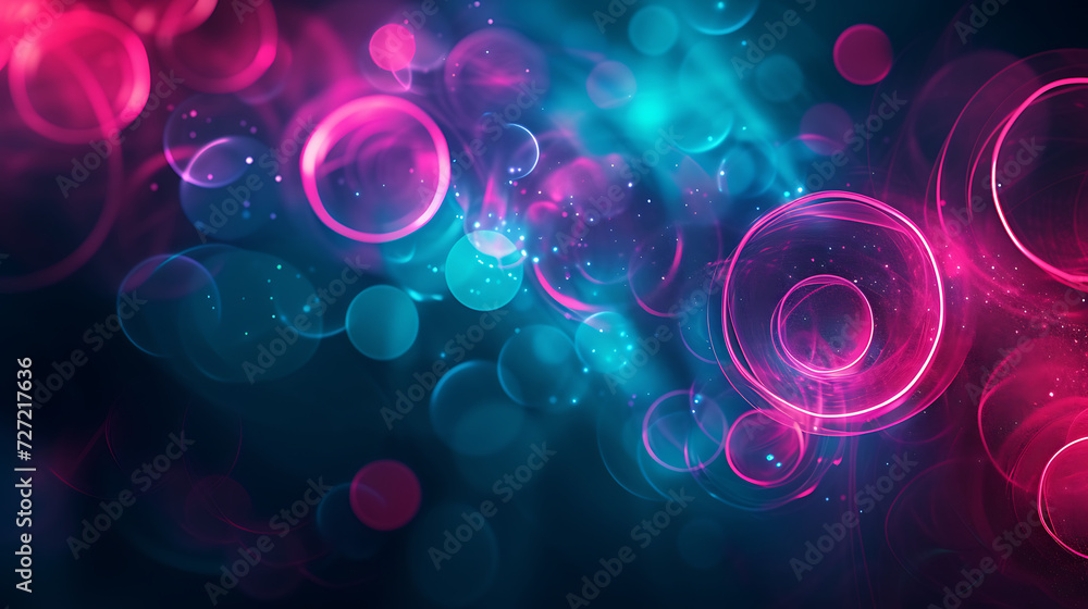an abstract neon background with glowing circles and lines, crafting a dynamic and visually engaging artistic expression.