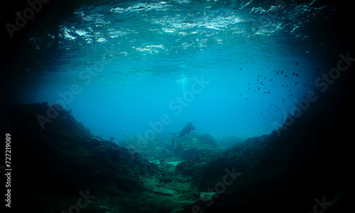 a diver near a cave on the island of Curacao © gustavo