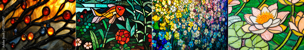 Spectacular stained glass windows with matte lighting create a mesmerizing effect. Unique sea colors and vibrant floral textures bring the characters to life. Macro tones add depth