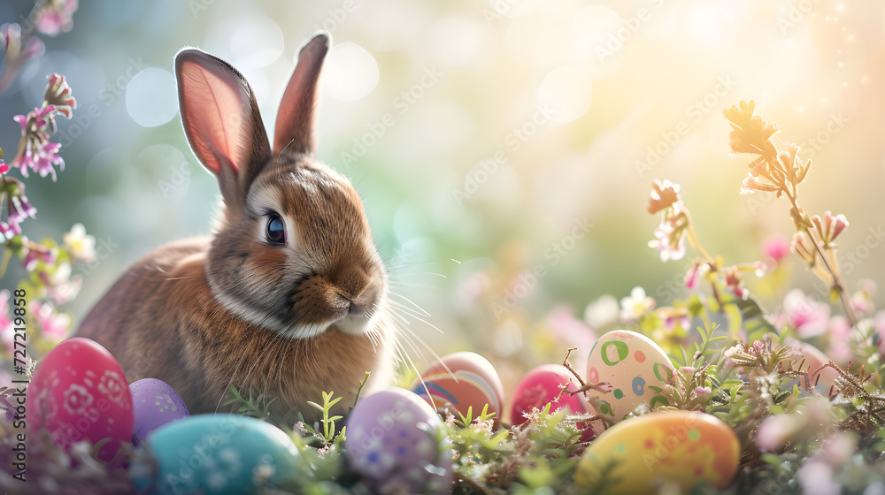 Rabbit Sitting in a Field of Eggs Rabbit Sitting in a Field of Eggs
