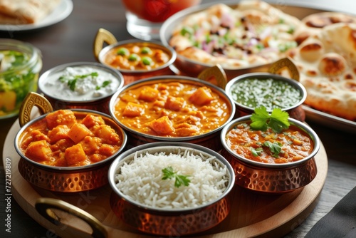 Group of Indian Food or Indian Thali