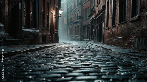 Silent Drama: Cobbled Streets Echo Emptiness. Generative AI