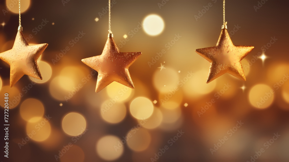 Flat lay composition for festive background with festive decorations and stars Flat lay composition for festive background with festive decorations and stars