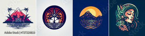 a logo representing the culture and natural beauty of Costa Rica. The logo design is inspired by minimalist and tribal aesthetics. It uses 2D vector graphics for a clean and modern look. ,