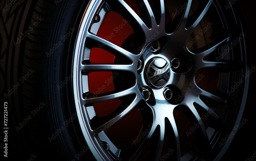 Wheel Close-Up: High Detail Photo Capturing the Intricacies of a Car Wheel Wheel Close-Up: High Detail Photo Capturing the Intricacies of a Car Wheel