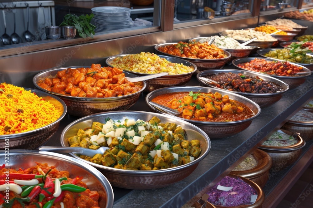 Oriental food Indian takeaway at a Londons market Oriental food Indian takeaway at a Londons market