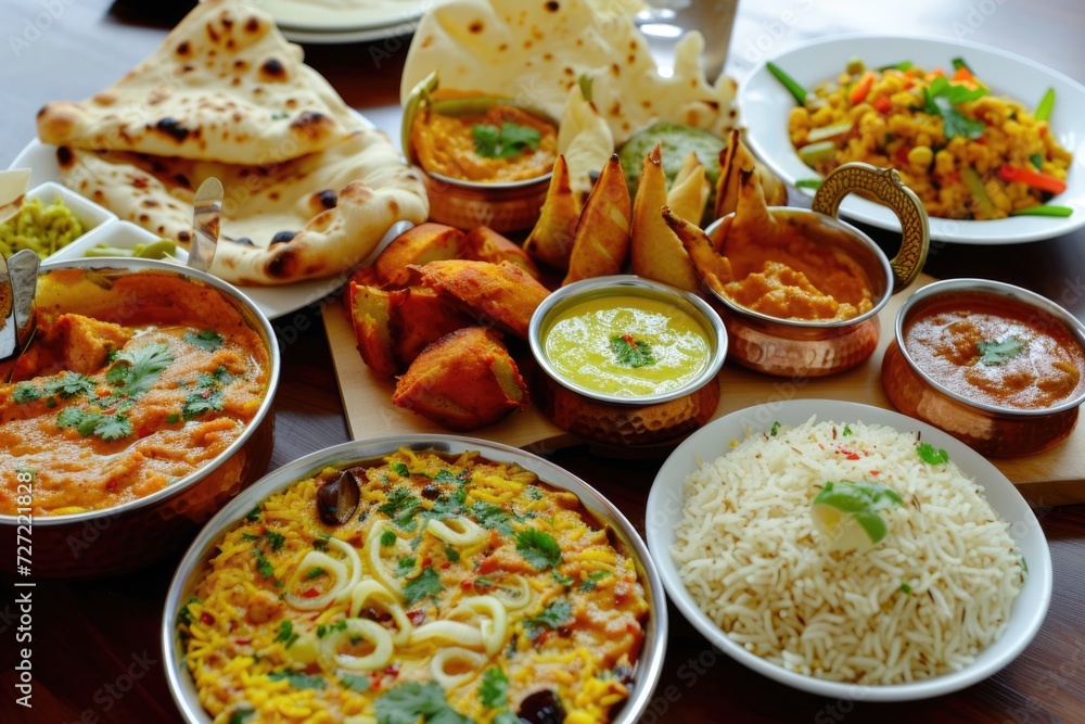 Fototapeta premium Popular Indian food selection in Europe
