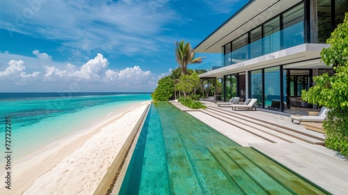 Top view of tropical Beach Club with pool