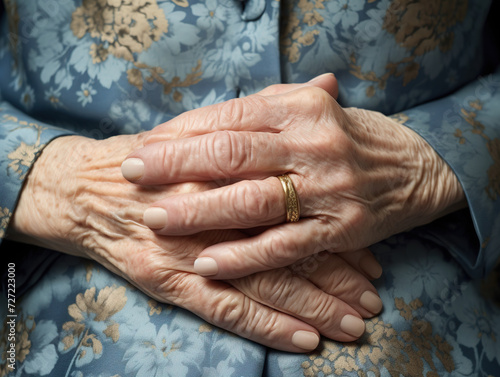 Closeup view piture of An older woman hand photo