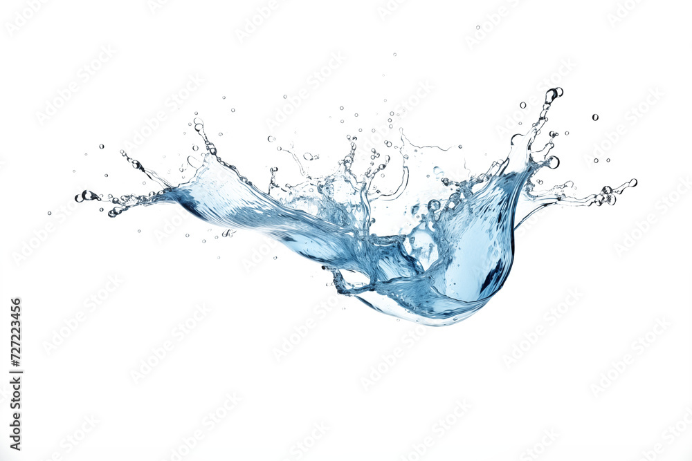 Isolated water splash in transparent background with blue bubbles and flowing motion Isolated water splash in transparent background with blue bubbles and flowing motion