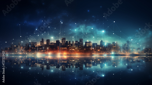 Urban Skyline with Connected Data Points © heroimage.io