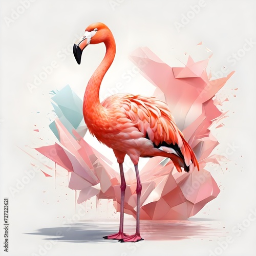 Flamingo   in a colorful watercolor style. Generative AI